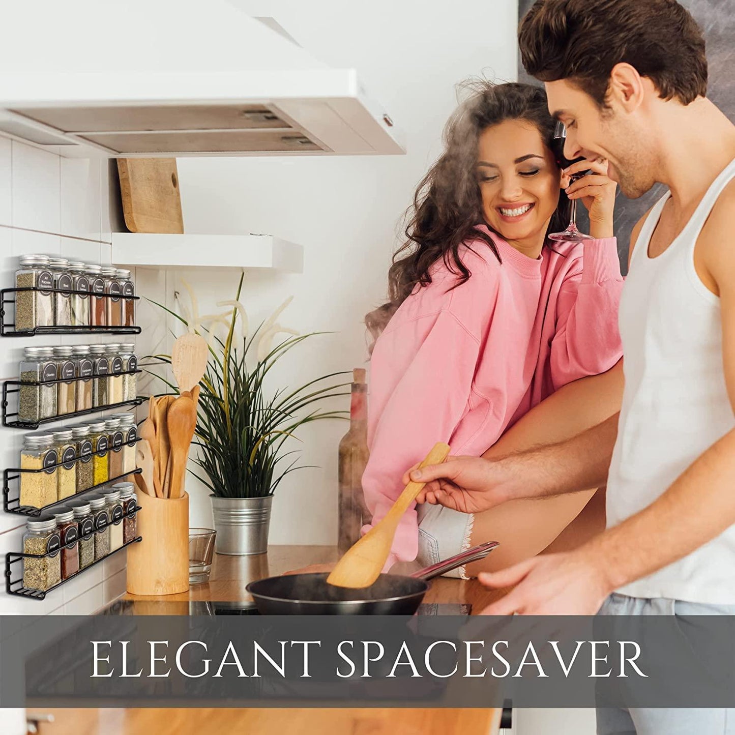 4/1PCS Spice Rack Organizer Wall Mount Storage Racks Space Saving Metal Seasoning Racks Kitchen Cabinet Door Spice Jar Organizer - Lily Depot