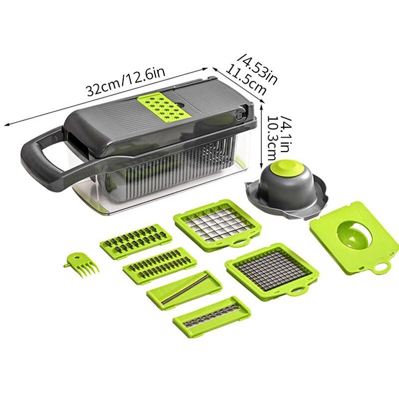 12 in 1 Multifunctional Vegetable Slicer Cutter Shredders Slicer With Basket Fruit Potato Chopper Carrot Grater - Lily Depot