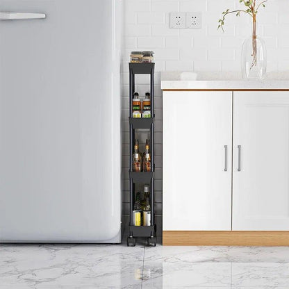 1/3/4 Layer Movable Storage Rack Kitchen Bathroom Slim Slide Organizers Stand Shelf Gap Tower Assemble Wheels Space Saving Tools - Lily Depot