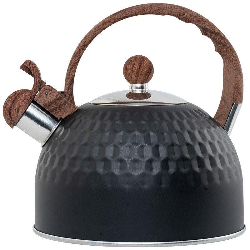 2.5L Black Gas Hot Water Kettle Whistling Tea Kettle Portable Coffee Thermos Pot Family Kitchen - Lily Depot