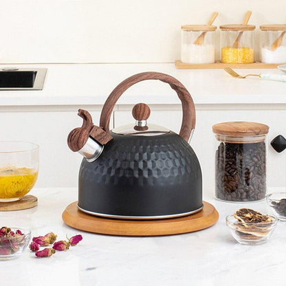2.5L Black Gas Hot Water Kettle Whistling Tea Kettle Portable Coffee Thermos Pot Family Kitchen - Lily Depot