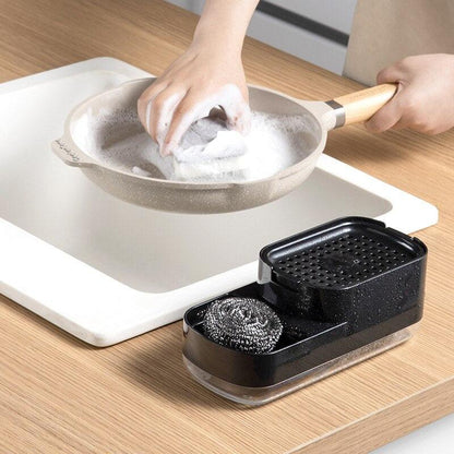 2 In 1 Soap Dish Pump Liquid Dispenser Foam Dispenser Soap Container with Sponge Holder for Kitchen Bathroom Washing Accessories - Lily Depot