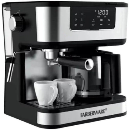 2023 New Farberware Dual Brew Coffee Makers, 10 Cup Coffee + Espresso,Black and Stainless Finish,Touchscreen,MODEL FW54100112159 - Lily Depot