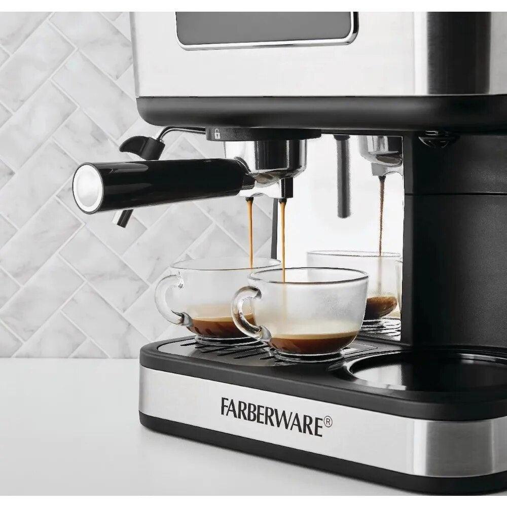 2023 New Farberware Dual Brew Coffee Makers, 10 Cup Coffee + Espresso,Black and Stainless Finish,Touchscreen,MODEL FW54100112159 - Lily Depot
