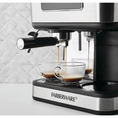 2023 New Farberware Dual Brew Coffee Makers, 10 Cup Coffee + Espresso,Black and Stainless Finish,Touchscreen,MODEL FW54100112159 - Lily Depot