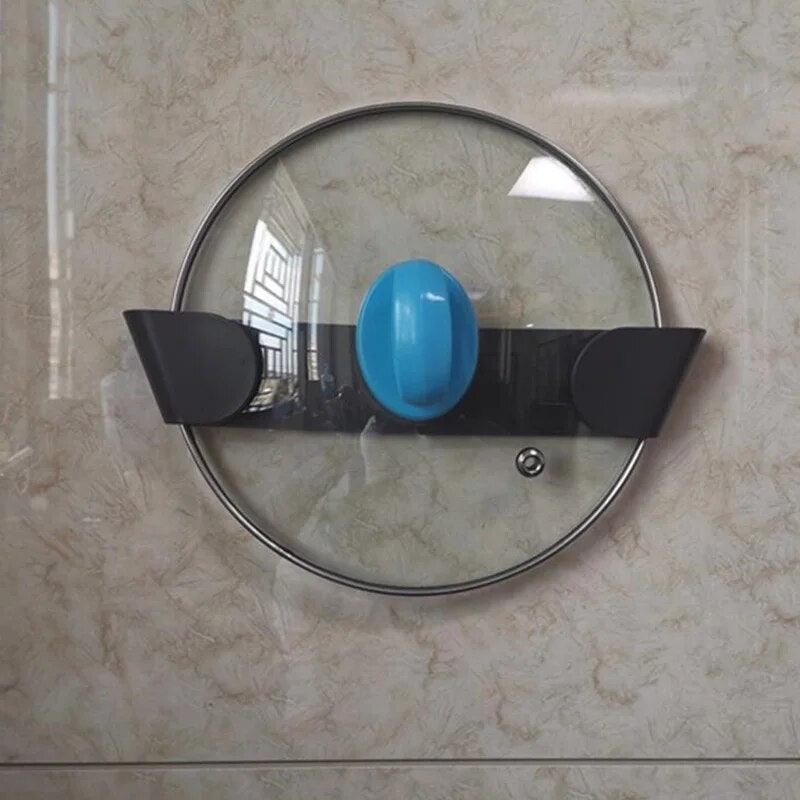 2/4/6Pcs Pot Lid Holder Stand Wall-Mounted Hanging Holder for Pan Pot Cover Rack Self-Adhesive Kitchen Storage Rack Organizer - Lily Depot