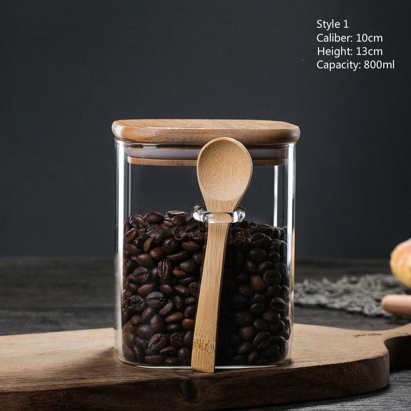 3 Ideas 800-1200ml with Spoon Sealed Jar Storage Tank Condiment Coffee Beans Tank Kitchen Supplies Sugar Storage Bottle Tea Box - Lily Depot