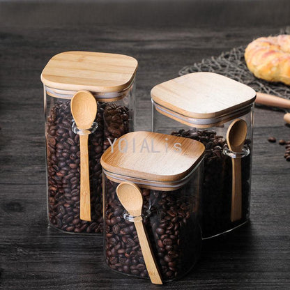 3 Ideas 800-1200ml with Spoon Sealed Jar Storage Tank Condiment Coffee Beans Tank Kitchen Supplies Sugar Storage Bottle Tea Box - Lily Depot