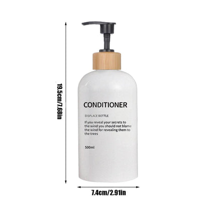 3 Pack Bathroom 500ml Soap Dispenser Shampoo Conditioner Body Wash Bottles Refillable Printed Font Lotion Dispenser Bottles - Lily Depot