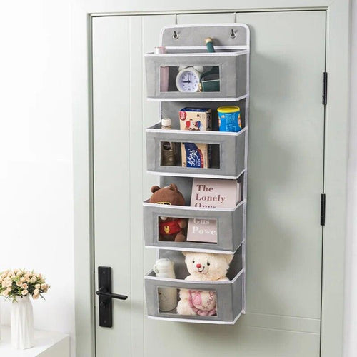 4 Pockets Door Hanging Storage Bag Non-Woven Large Capacity Toy Organizer Bedroom Door Back Hanging Organizer Sundry Storage Box - Lily Depot