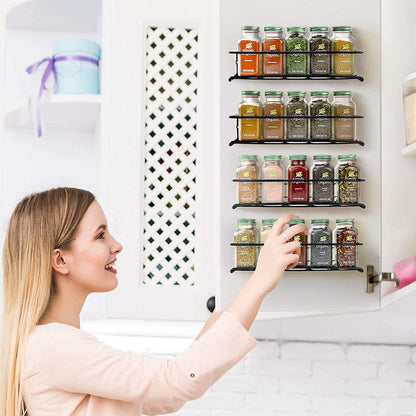 4/1PCS Spice Rack Organizer Wall Mount Storage Racks Space Saving Metal Seasoning Racks Kitchen Cabinet Door Spice Jar Organizer - Lily Depot