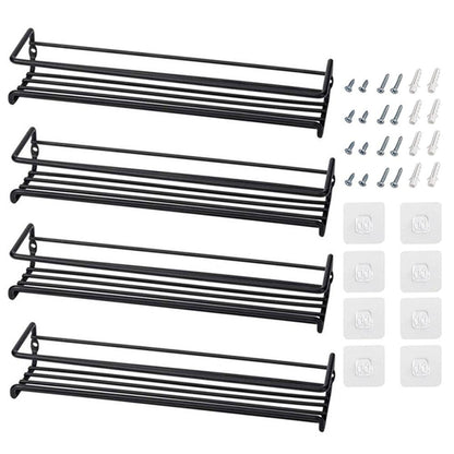 4/1PCS Spice Rack Organizer Wall Mount Storage Racks Space Saving Metal Seasoning Racks Kitchen Cabinet Door Spice Jar Organizer - Lily Depot