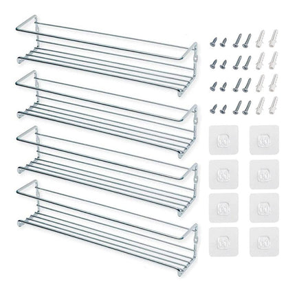 4/1PCS Spice Rack Organizer Wall Mount Storage Racks Space Saving Metal Seasoning Racks Kitchen Cabinet Door Spice Jar Organizer - Lily Depot