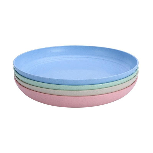 4Pcs Dinner Plate Set Wheat Straw Eco Friendly BPA Free Biodegradable Picnic Fruit Snack Plate Bone Dishes Kitchen Accessories - Lily Depot
