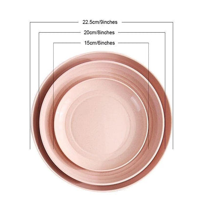 4Pcs Dinner Plate Set Wheat Straw Eco Friendly BPA Free Biodegradable Picnic Fruit Snack Plate Bone Dishes Kitchen Accessories - Lily Depot