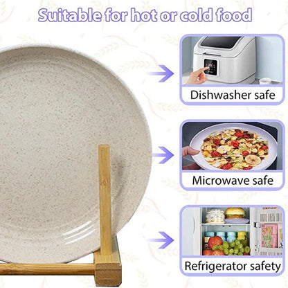 4Pcs Dinner Plate Set Wheat Straw Eco Friendly BPA Free Biodegradable Picnic Fruit Snack Plate Bone Dishes Kitchen Accessories - Lily Depot