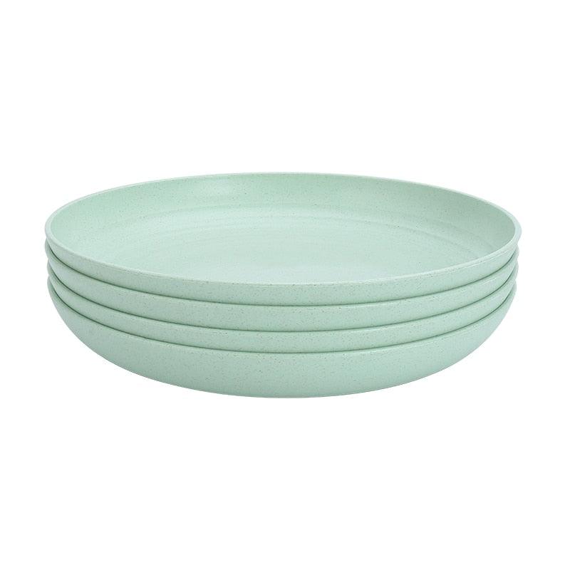 4Pcs Dinner Plate Set Wheat Straw Eco Friendly BPA Free Biodegradable Picnic Fruit Snack Plate Bone Dishes Kitchen Accessories - Lily Depot
