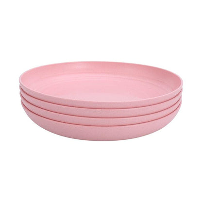 4Pcs Dinner Plate Set Wheat Straw Eco Friendly BPA Free Biodegradable Picnic Fruit Snack Plate Bone Dishes Kitchen Accessories - Lily Depot