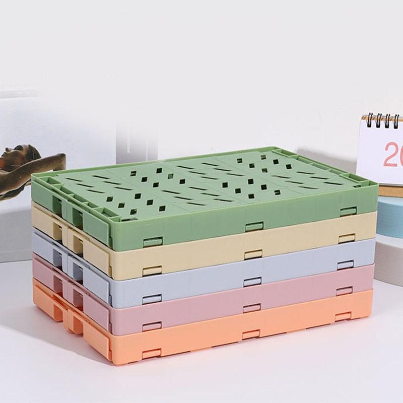 5 Color Organizing Storage Baskets Case Folding Student Desktop Basket Tape Stationery Plastic Foldable Container Storage Box - Lily Depot