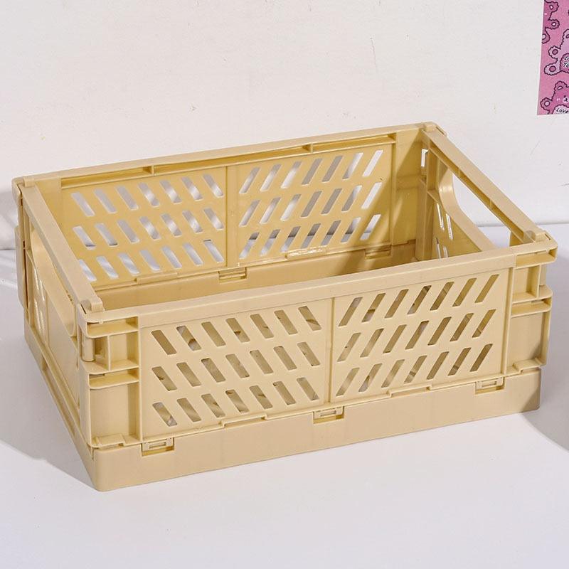 5 Color Organizing Storage Baskets Case Folding Student Desktop Basket Tape Stationery Plastic Foldable Container Storage Box - Lily Depot