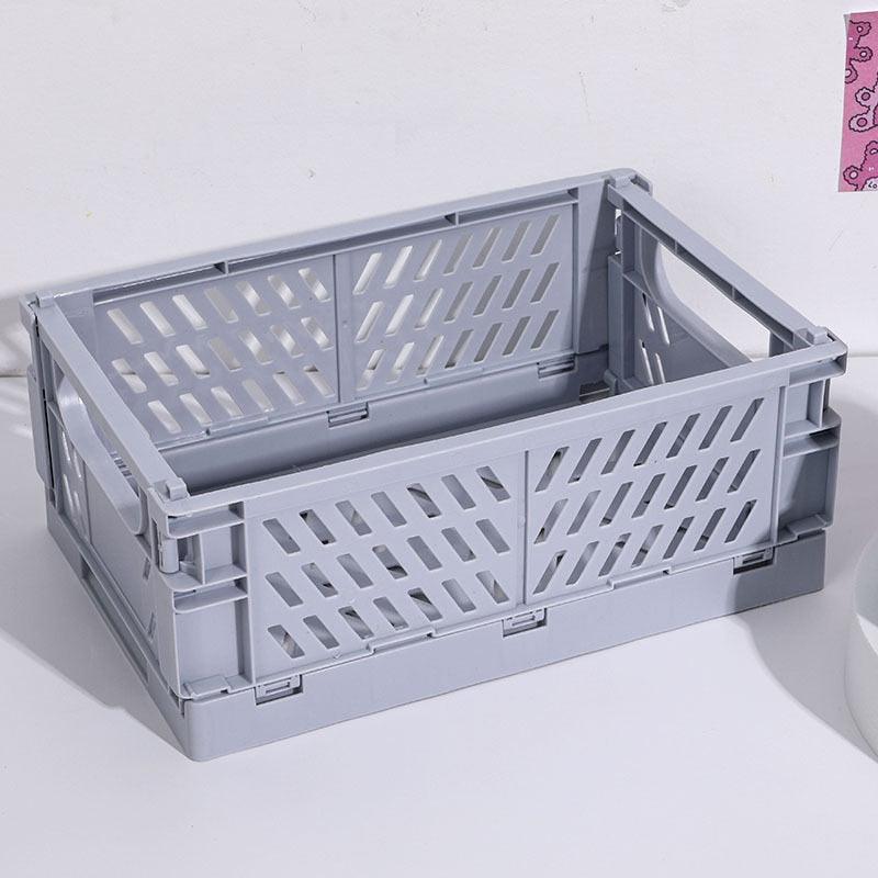 5 Color Organizing Storage Baskets Case Folding Student Desktop Basket Tape Stationery Plastic Foldable Container Storage Box - Lily Depot