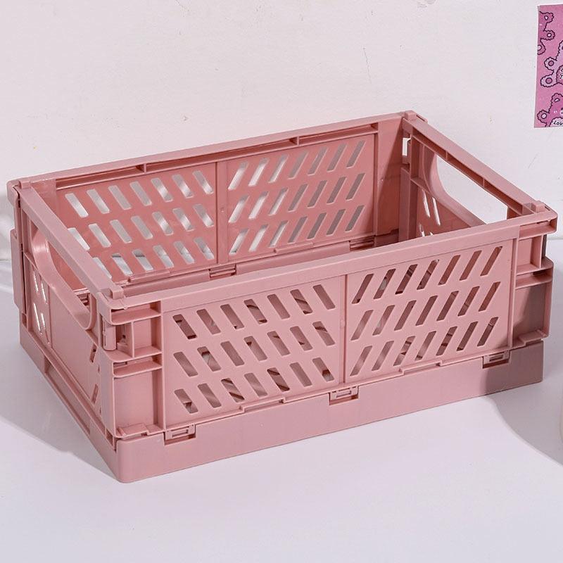 5 Color Organizing Storage Baskets Case Folding Student Desktop Basket Tape Stationery Plastic Foldable Container Storage Box - Lily Depot