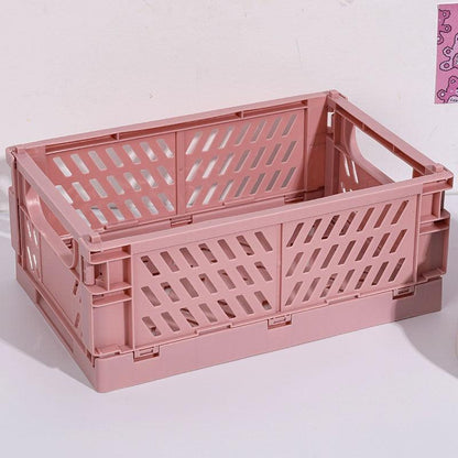 5 Color Organizing Storage Baskets Case Folding Student Desktop Basket Tape Stationery Plastic Foldable Container Storage Box - Lily Depot