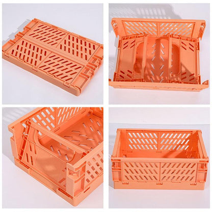 5 Color Organizing Storage Baskets Case Folding Student Desktop Basket Tape Stationery Plastic Foldable Container Storage Box - Lily Depot