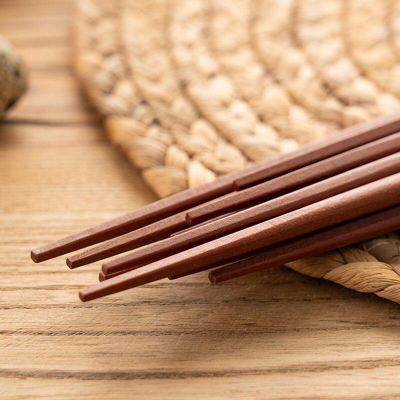 5 Pairs Chinese Chopsticks Ebony Wood Chopstick Set High End Household Tableware Solid No Paint Wax Selected Kitchen Accessories - Lily Depot