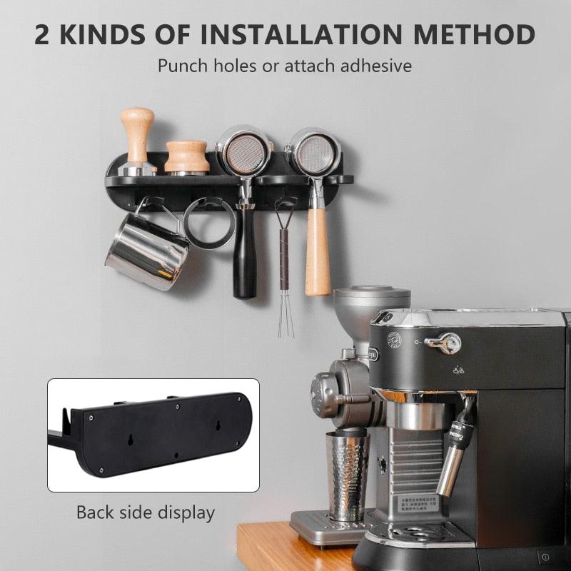 51/54/58mm Wall Mount Coffee Set Storage Rack Puching Free Espresso Coffee Portafilters Holder Coffeeware Organizer Accessories - Lily Depot