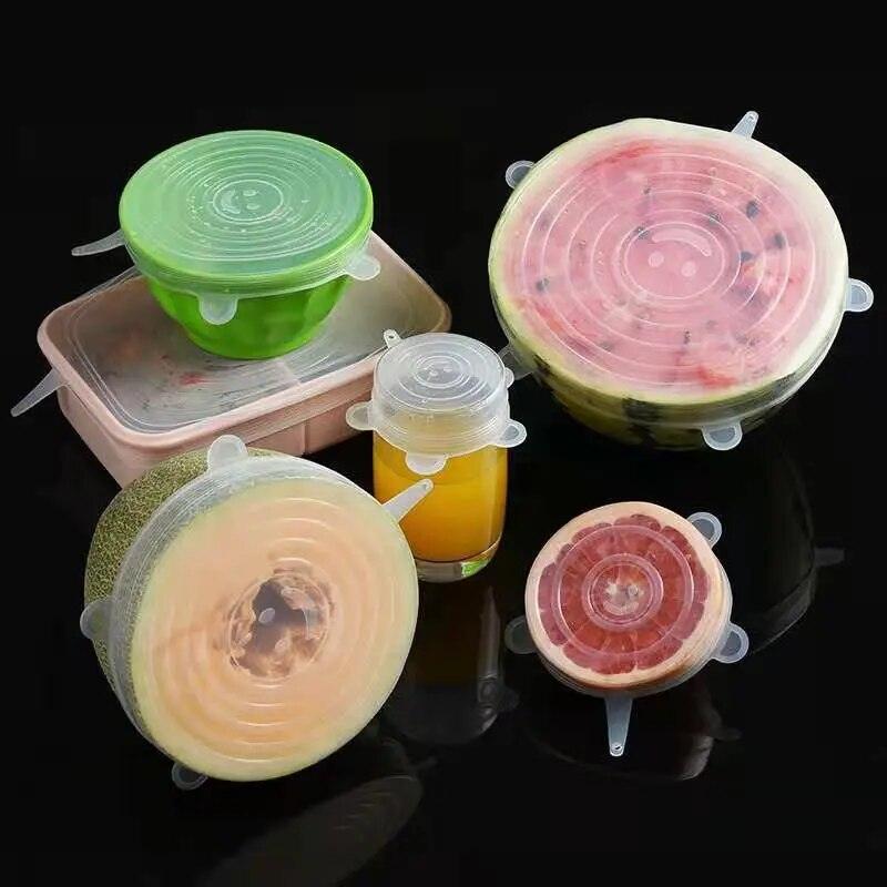 6PCS Silicone Stretch Lids Refrigerator Universal Food Wrap Bowl Pot Covers Sealed Kitchen Fresh-keeping Accessories Supplies - Lily Depot