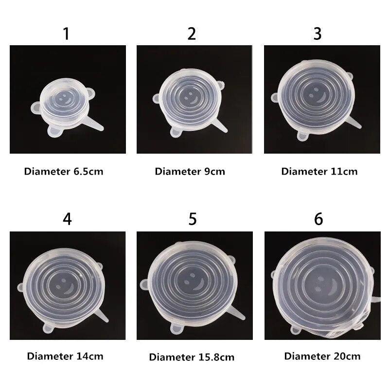 6PCS Silicone Stretch Lids Refrigerator Universal Food Wrap Bowl Pot Covers Sealed Kitchen Fresh-keeping Accessories Supplies - Lily Depot