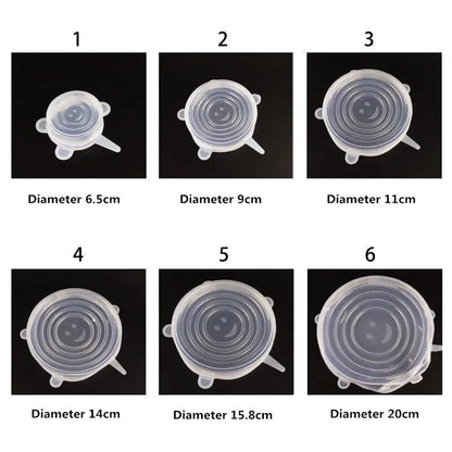 6PCS Silicone Stretch Lids Refrigerator Universal Food Wrap Bowl Pot Covers Sealed Kitchen Fresh-keeping Accessories Supplies - Lily Depot