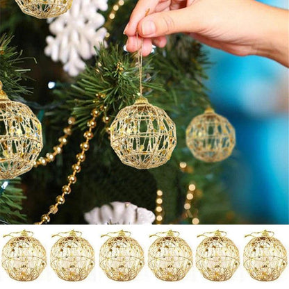 6Pcs/lot Christmas Ball Ornaments Gold Christmas Decorations Tree Balls With Scales Baubles Hanging Party Decor Navidad - Lily Depot