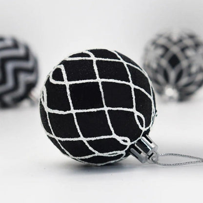 6PCS/set Christmas Tree Decoration White Black Hand-painted Balls 6cm Hanging Xmas Home Decor Christmas Window Dress Up Balls - Lily Depot