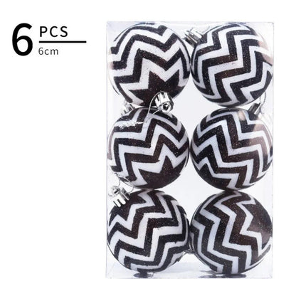 6PCS/set Christmas Tree Decoration White Black Hand-painted Balls 6cm Hanging Xmas Home Decor Christmas Window Dress Up Balls - Lily Depot