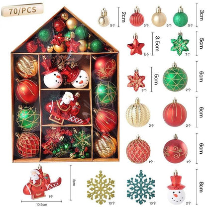 70 Pcs Christmas Ornaments Christmas Ball Set Xmas Tree Hanging Pendants Navidad Noel Decoration Home New Year Gifts 2023 - Lily Depot