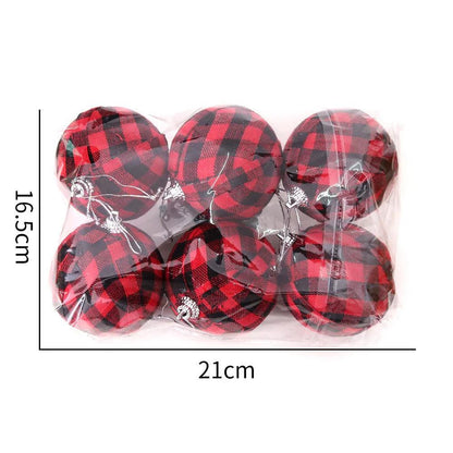 7CM Christmas Tree Balls Toy Black White Red Checkered Christmas Tree Decorations For Home Party Christmas Ball New Year's Decor - Lily Depot