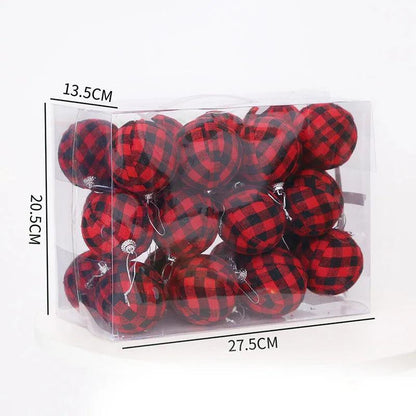 7CM Christmas Tree Balls Toy Black White Red Checkered Christmas Tree Decorations For Home Party Christmas Ball New Year's Decor - Lily Depot