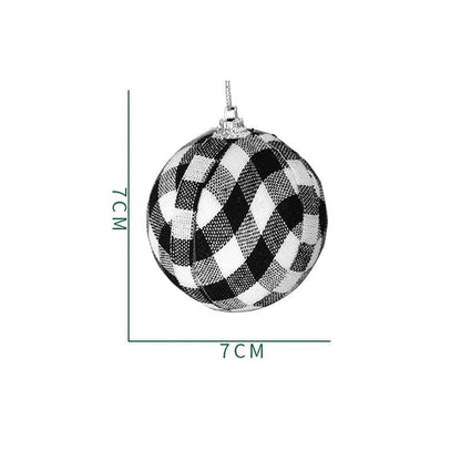 7CM Christmas Tree Balls Toy Black White Red Checkered Christmas Tree Decorations For Home Party Christmas Ball New Year's Decor - Lily Depot