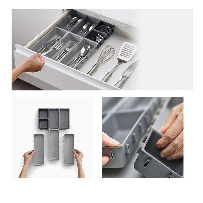 7pcs Drawer Kitchen Storage Box Cutlery Organizer Free Combination Separated Multifunction Sundries Stationery Desk Storage tray - Lily Depot