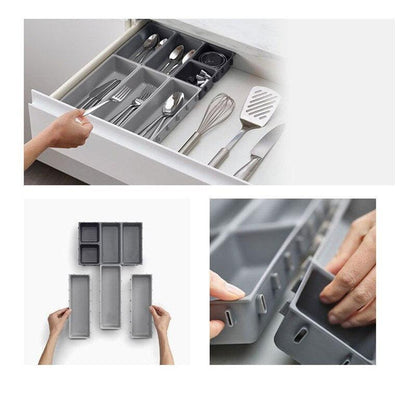 7pcs Drawer Kitchen Storage Box Cutlery Organizer Free Combination Separated Multifunction Sundries Stationery Desk Storage tray - Lily Depot
