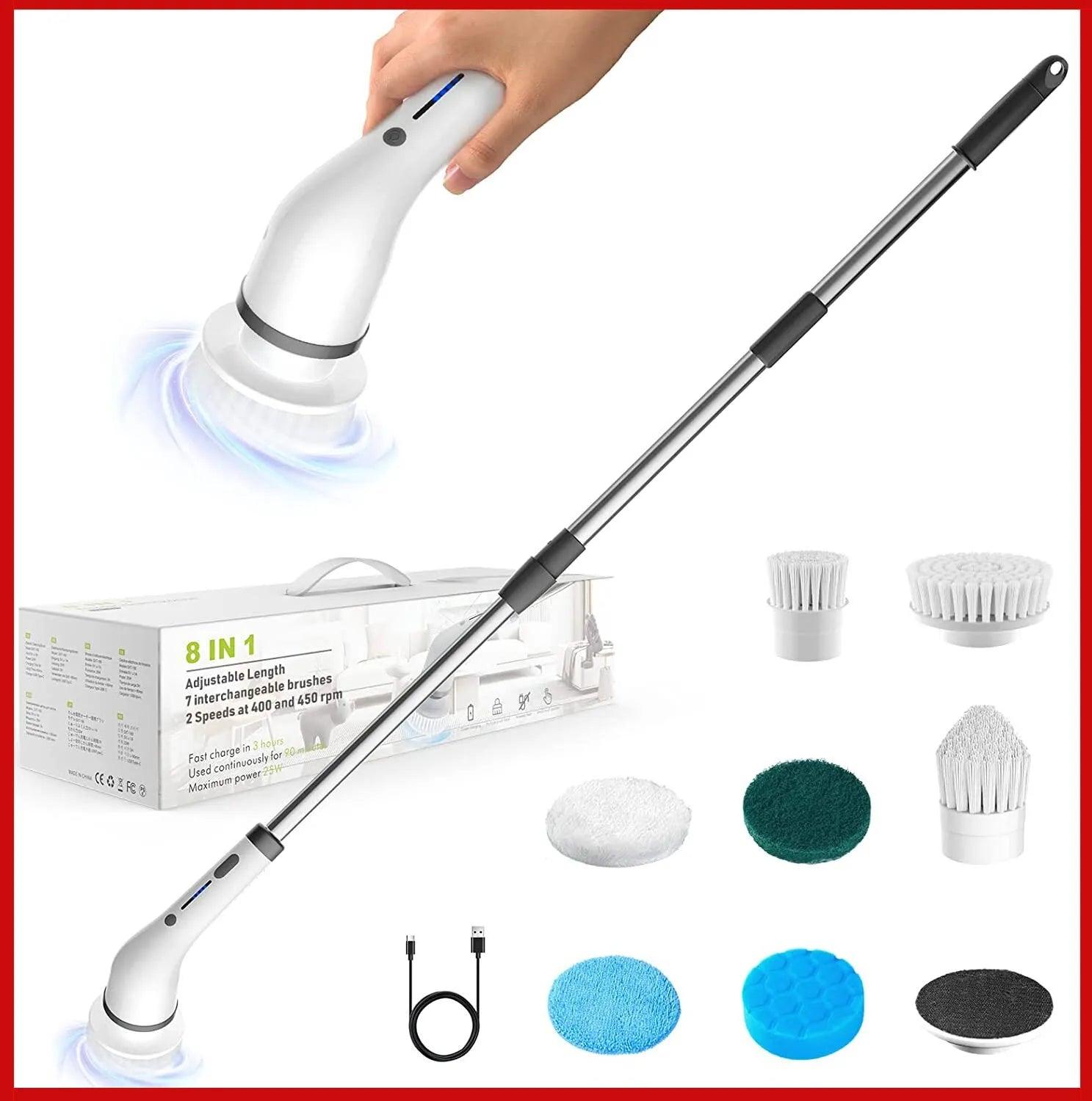 8-in-1 Multifunctional Electric Cleaning Brush USB Charging Bathroom Wash Brush Kitchen Cleaning Tool Household Cleaning Brush - Lily Depot