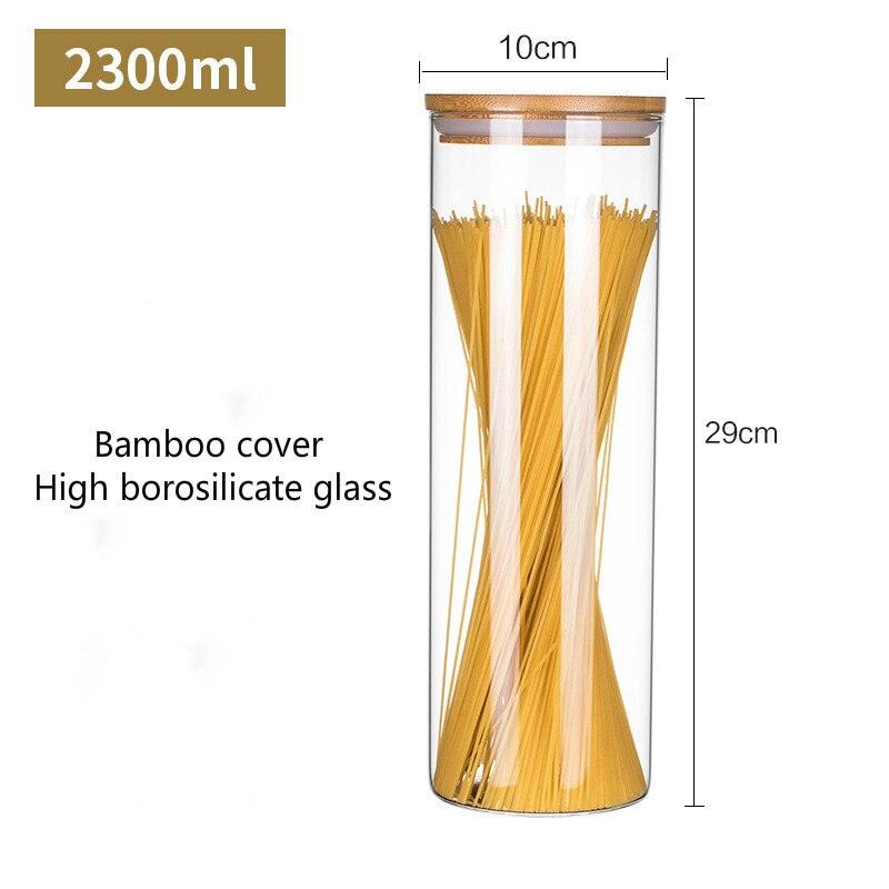 800ml-2000ml Glass Food Sealed Jar Box Bamboo Lid To Contain Bottle Seasoning Noodles Powder Can Tea Can Food Storage Container - Lily Depot
