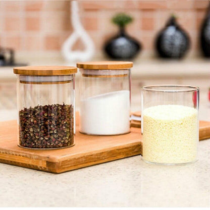 800ml-2000ml Glass Food Sealed Jar Box Bamboo Lid To Contain Bottle Seasoning Noodles Powder Can Tea Can Food Storage Container - Lily Depot