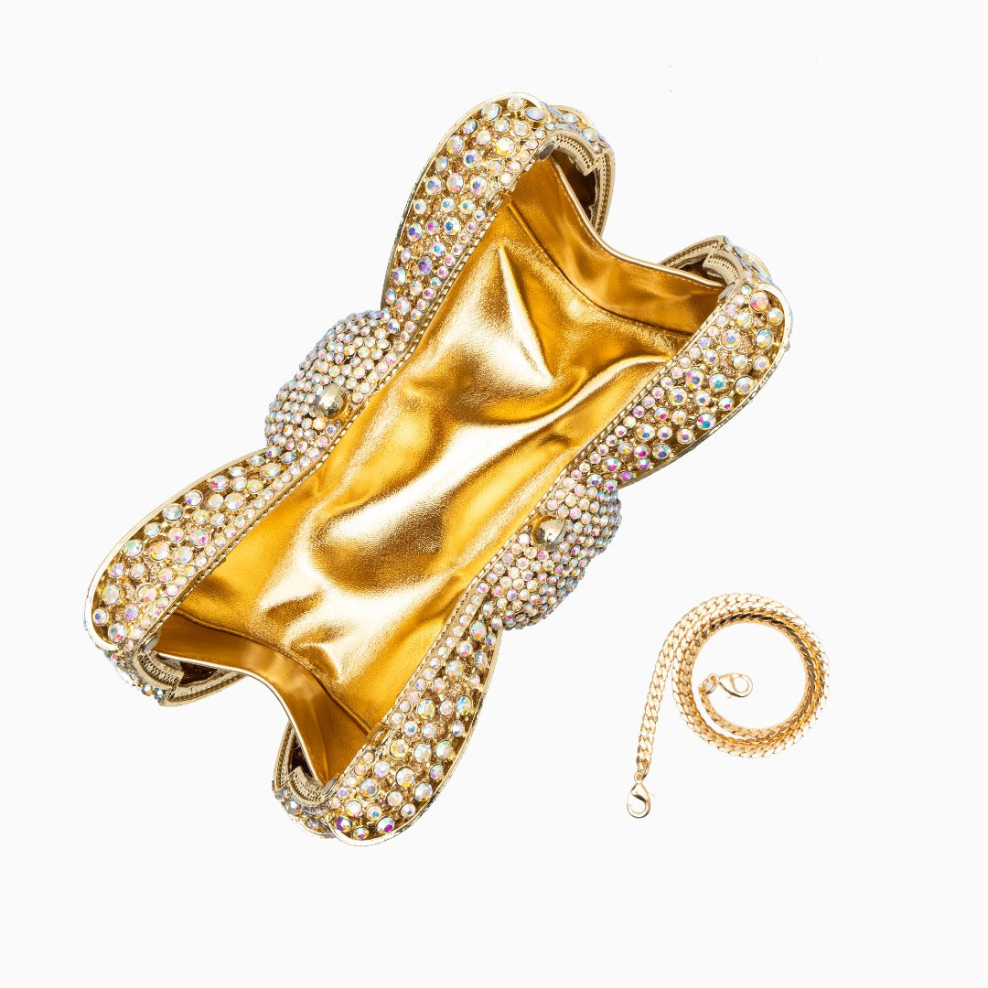 Clutch mit Schleife und Strass Bianca