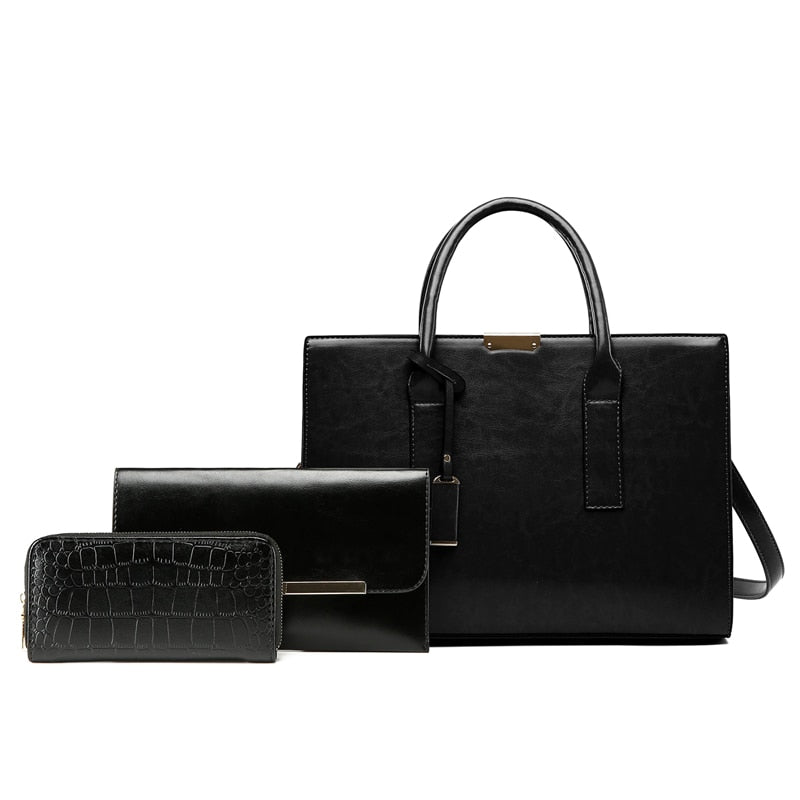 Set aus Echtleder Tasche + 2 Geldbörse - Zayna
