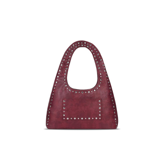 Vintage-Boho-Schultertasche mit Nieten