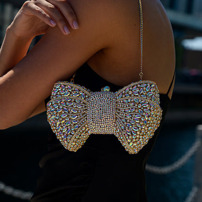 Clutch mit Schleife und Strass Bianca