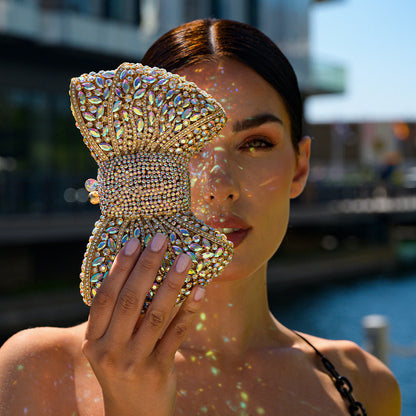 Clutch mit Schleife und Strass Bianca